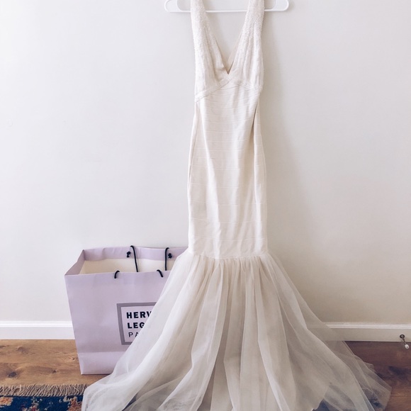 herve leger white gown